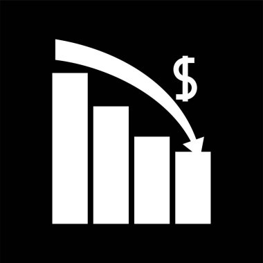 Aşağı finans glif Sign-vektör siyah bir arka planda