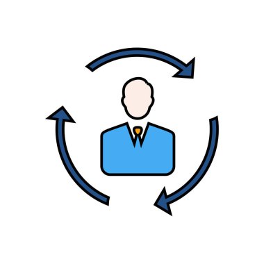 Daire simgesi olan işadamı-doğrusal dolgu vektörü