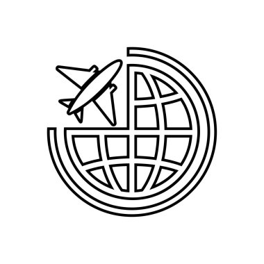 uçak ve küre basit simge, vektör illüstrasyon