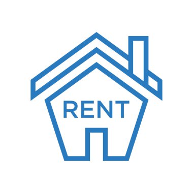 Ev kira işareti sembol vektör mavi