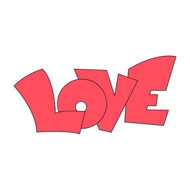 Aşk metni. Hat yazısı. Sevgililer günü tebrik kartı şablonu-doğrusal dolgu vektörü