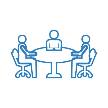 İş toplantısı simge vektör-çizgi sanat iş danışmanlığı işareti-mavi