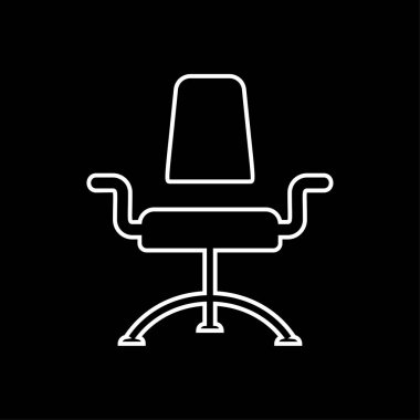 Modern ofis koltuğu simgesi-çizgi sanat vektör beyaz