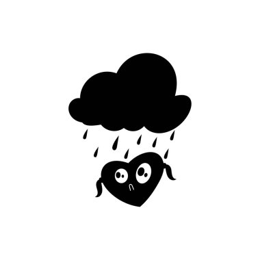 Aşk bulut Illustration-bulut aşk Sticker işareti-glif stil simge siyah vektör