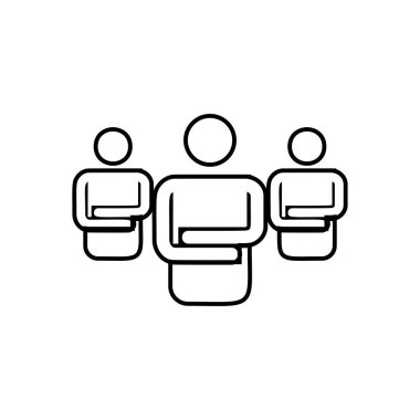 İş insanların takım çalışması simge-çizgi sanat vektör siyah