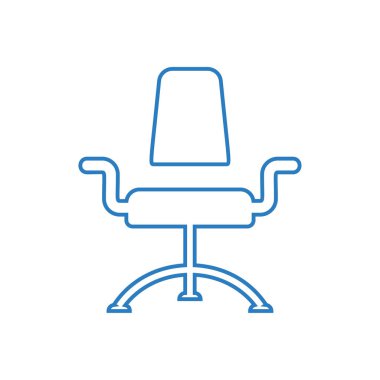 Modern ofis koltuğu simgesi-çizgi sanat vektör mavi