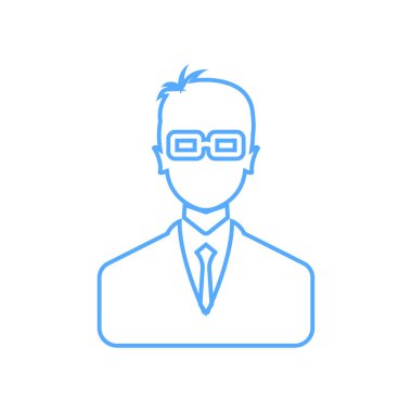 İş adamı doğrusal simge mavi-vector. İş adamı avatar profil resim çizgi sanat simgesi