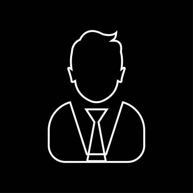 İş adamı doğrusal simge beyaz-vector. İş adamı avatar profil resim çizgi sanat simgesi
