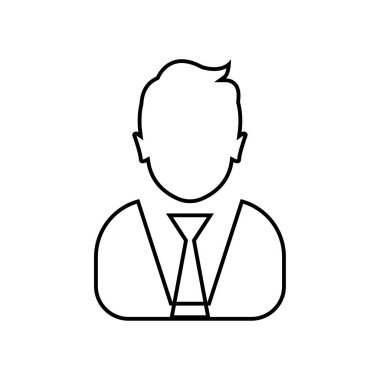 İşadamı doğrusal simge-vector. İş adamı avatar profil resim çizgi sanat simgesi