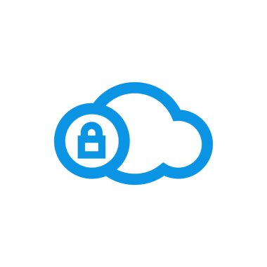 Güvenlik bulut simge hattı-vektör mavi