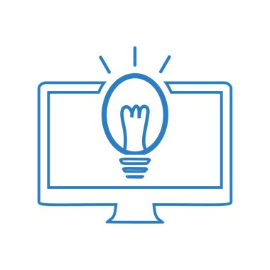 Dijital fikirler doğrusal simge vektör-mavi