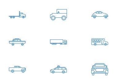 Taşıma simgeleri mavi rengi ayarlamak-beyaz arka planda