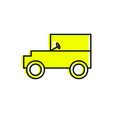 Eski model araba simgesi-vektör illüstrasyon