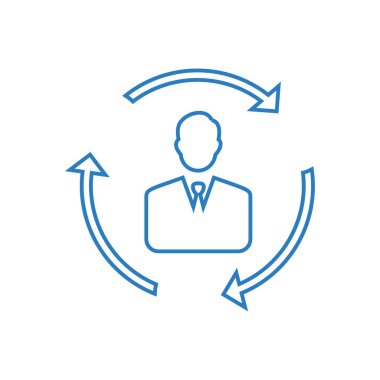 yuvarlak oklar basit simge, vektör illüstrasyon ile işadamı