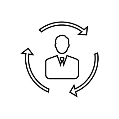 Bir daire simgesi ile işadamı-çizgi sanat vektör siyah