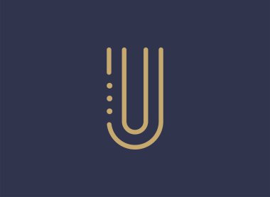 Lüks harf U logosu. Zarif kimlik tasarımı