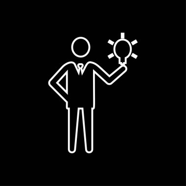 ampul basit simgesi, vektör illüstrasyon ile işadamı