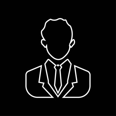 İş adamı doğrusal simge beyaz-vector. İş adamı avatar profil resim çizgi sanat simgesi