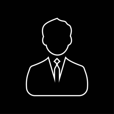 İş adamı doğrusal simge beyaz-vector. İş adamı avatar profil resim çizgi sanat simgesi