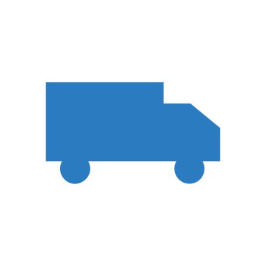 Teslim kamyon glif simge vektör-mavi