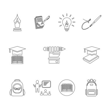 şık eğitim simgeleri kümesi, vektör illüstrasyon