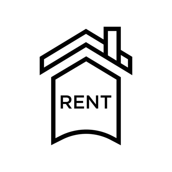 House Rent Sign Icon Vector Black Linear House Rent Sign — Stock Vector