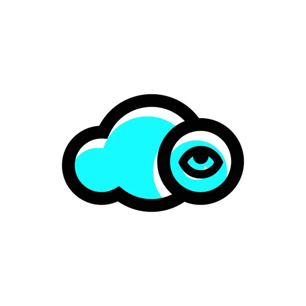 Eye Cloud Icon Line Vector White — Stock Vector