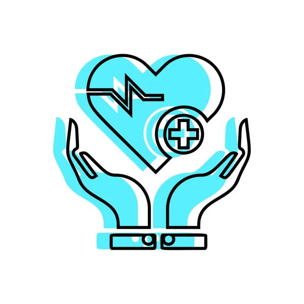 Hands Holding Heart Health Insurance Icon Vector — Stock Vector