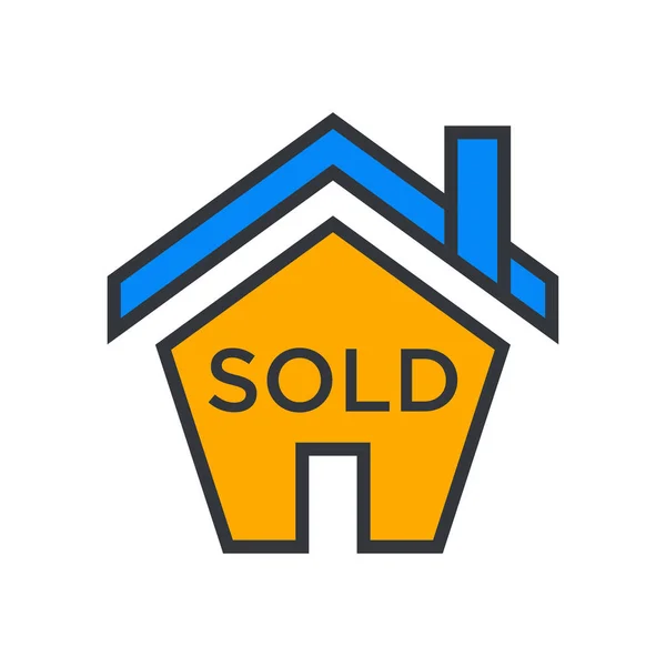Huis Verkocht Sign Icon Vector Lineaire Fill Huis Verkocht Sign — Stockvector