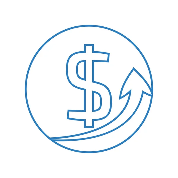 Dólar Signo Icono Concepto Crecimiento Línea Arte Icono Vector Azul — Archivo Imágenes Vectoriales