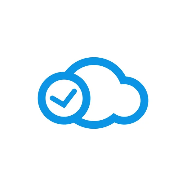 Safe Cloud Icon Line Vector Blue — Stock Vector