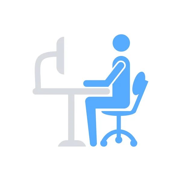 Man Working Computer Simple Icon Vector Illustration — Stock Vector