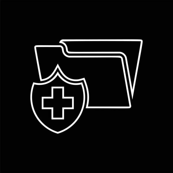 Medical health record folder icon for healthcare - vector
