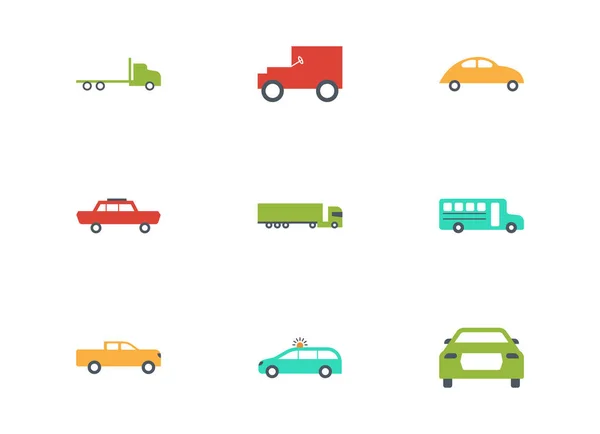 Transportation Icons Set Flat White Background — Stock Vector