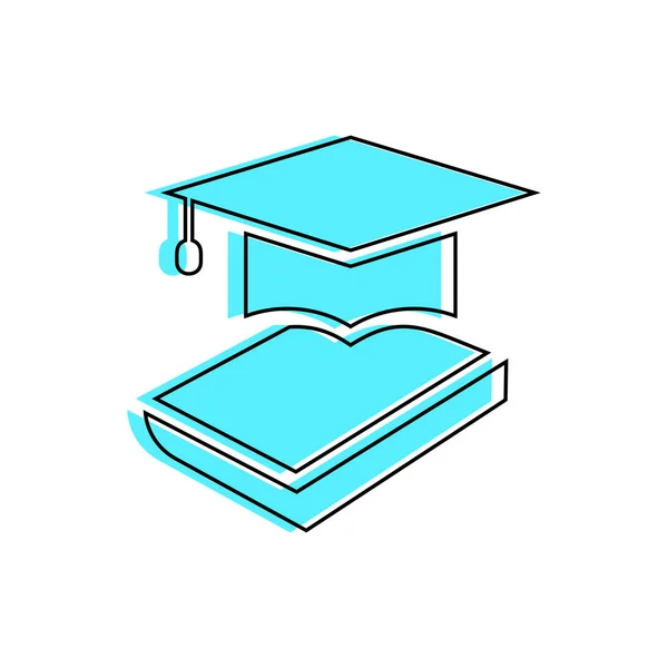 Libro Con Tapa Graduación Vector Icono Educación Ilustración Sombrero Universitario — Vector de stock