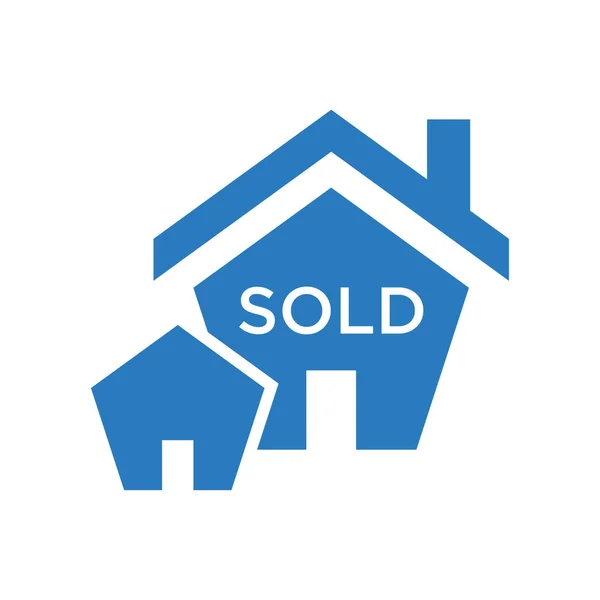 House Sold Sign Icon Vector Blue Glyph House Sold Sign — Stock Vector