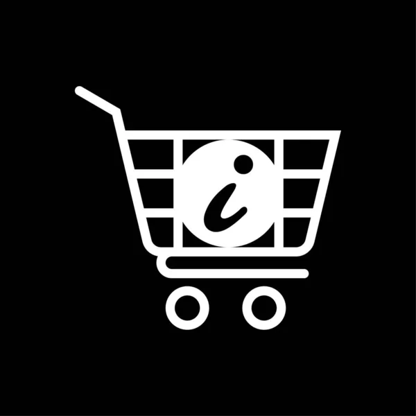 Icono Información Del Carrito Comercio Electrónico Blanco — Vector de stock