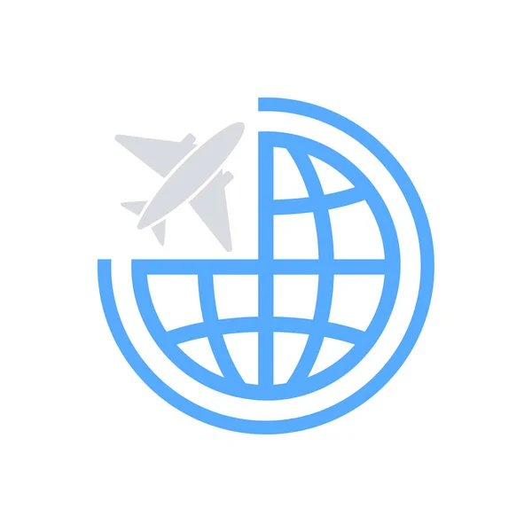 Business Aircraft World Sign Flat Vector — Stock Vector