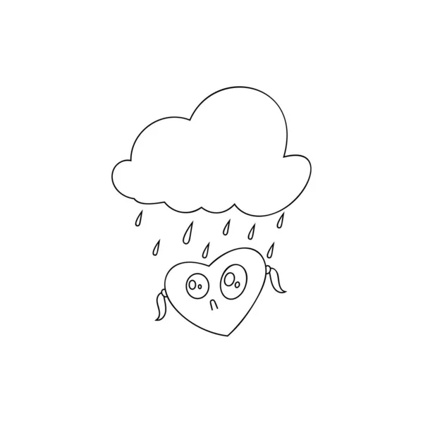 Liefde Cloud Illustratie Wolk Met Liefde Sticker Sign Lineaire Stijl — Stockvector