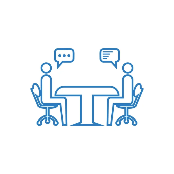 Ícone Reunião Empresário Consultoria Negócios Vetor Arte Linha Azul — Vetor de Stock