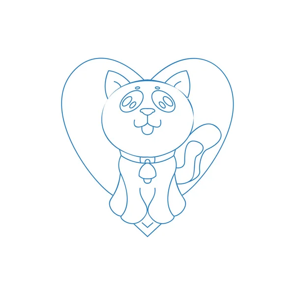 Cat Love Illustration Bild Perfekt Für Aufkleber Valentinstag Linearer Stilvektor — Stockvektor