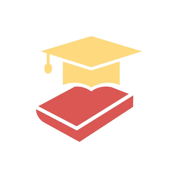 Libro Con Tapa Graduación Vector Icono Educación Ilustración Sombrero Universitario — Vector de stock