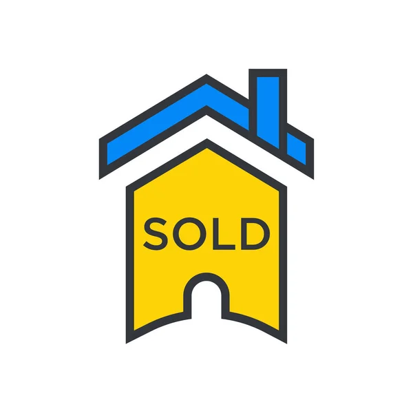 Σπίτι Πουλήθηκε Σύμβολο Είδωλο Διάνυσμα Γραμμική Γέμισμα Σπίτι Πωλείται Πινακίδα — Διανυσματικό Αρχείο