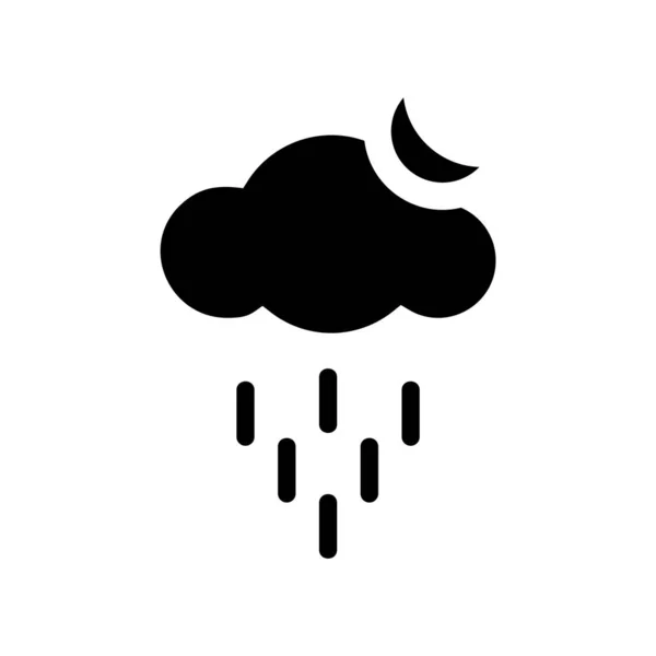 Symbol Měsíce Dešťové Mračno Vektorový Černý — Stockový vektor