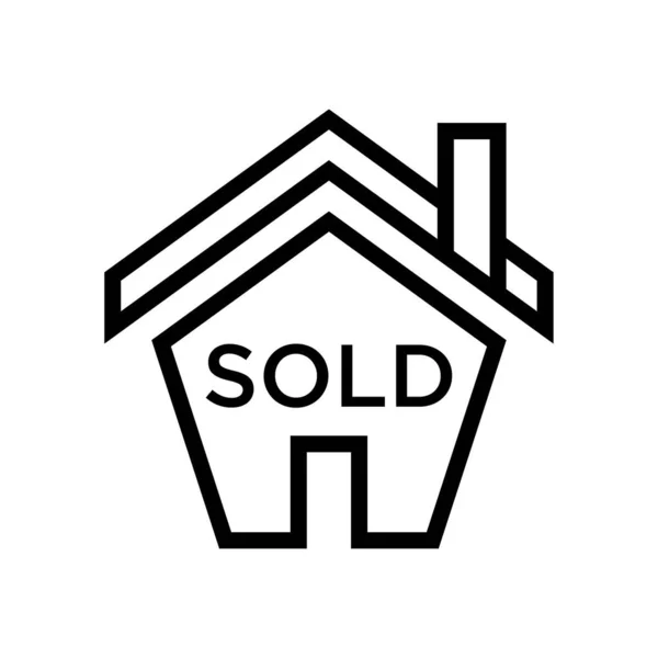 House Sold Sign Icon Vector Black Linear House Sold Sign — Stock Vector