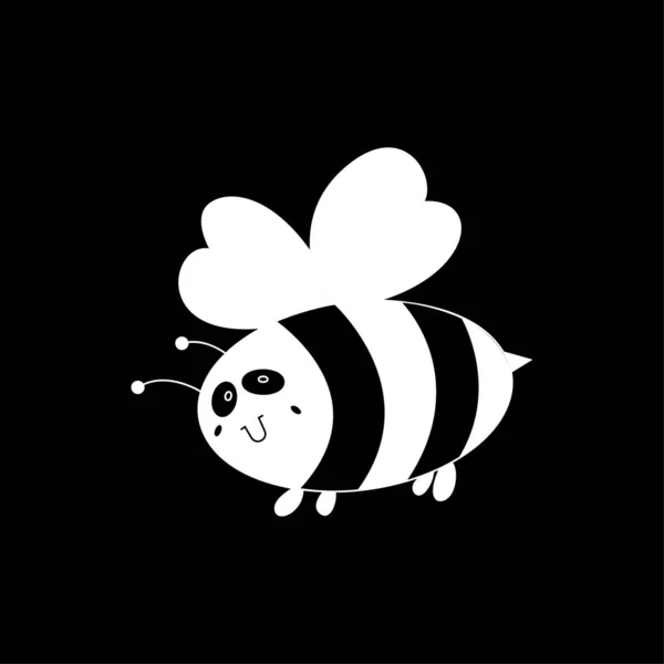 愛の蜂のアイコン バレンタインかわいい蜂のイラスト グリフスタイルアイコンベクトル白 — ストックベクタ