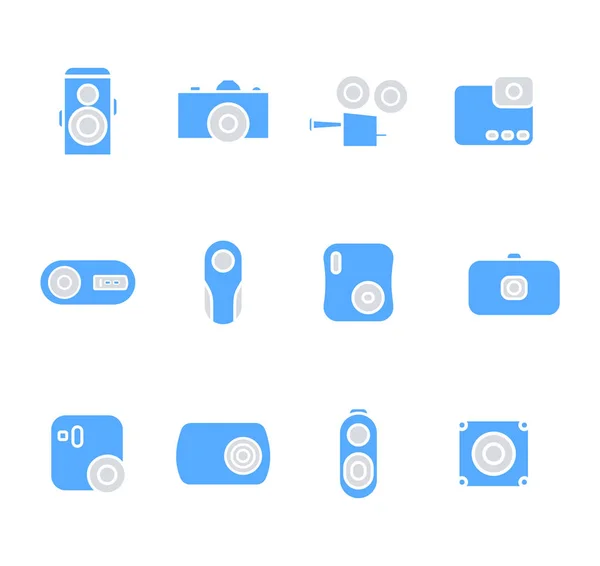 Camera Pictogrammen Set Platte Stijl Platte Camera Iconen Set Een — Stockvector