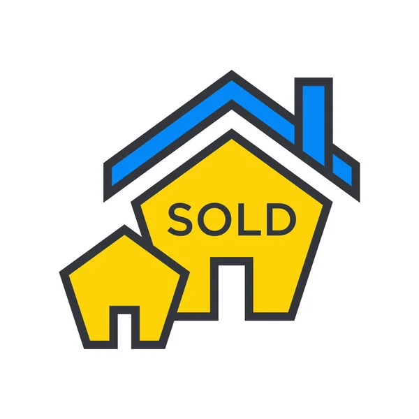 Σπίτι Πουλήθηκε Σύμβολο Είδωλο Διάνυσμα Γραμμική Γέμισμα Σπίτι Πωλείται Πινακίδα — Διανυσματικό Αρχείο