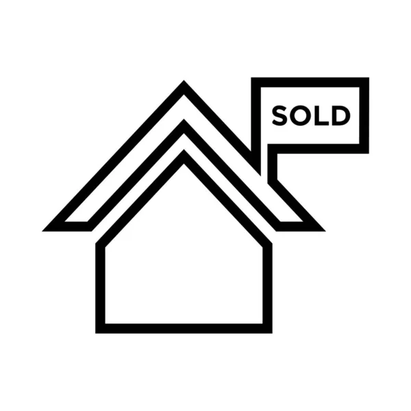 Σπίτι Πουλήθηκε Πινακίδα Εικόνα Γραμμή Τέχνης — Διανυσματικό Αρχείο