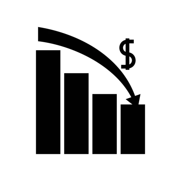 Signe Glyphe Vers Bas Finance Vecteur — Image vectorielle